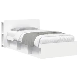 Okvir kreveta s pohranom Bijela 90 x 200 cm Konstruirano drvo