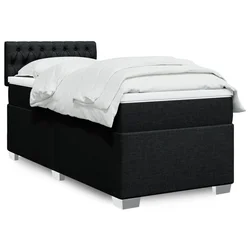 vidaXL Box spring postelja z vzmetnico črna 90x200 cm blago