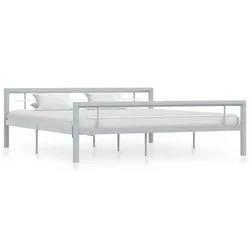 Vidaxl Posteljni okvir siv in bel kovinski 180x200 cm