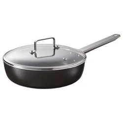 GULDÖRING Duboki tiganj s poklopcem, neprianjajući sloj staklo/Crnosiva, 24 cm