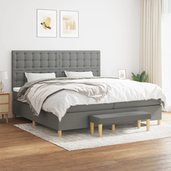 vidaXL Box spring postelja z vzmetnico temno siva 200x200 cm blago