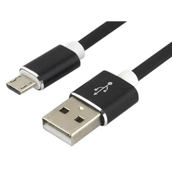 Silikonski kabel USB-A na micro USB QC3.0 črne barve 2,4 A 1,0 m