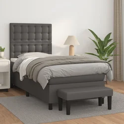 Vidaxl Box spring postelja z vzmetnico siva 80x200 cm umetno usnje