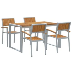 Vrtni set za objed 5 pcs Siva Čvrsto drvo akacije