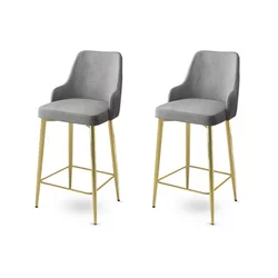 HANAH HOME Set 2 barske stolice Enox Grey Gold