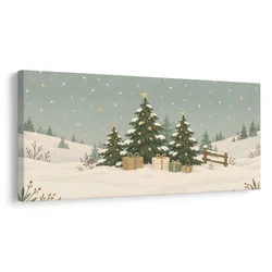 Slika zasnežene jelke pod zvezdami - 200x100
