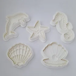 KREATIVNI SLATKIŠI Set modli za kolače Morske životinje, 5 komada, Beli