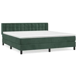 Vidaxl Box spring postelja z vzmetnico temno zelena 180x200 cm žamet