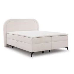 Bela boxspring postelja s prostorom za shranjevanje 160x200 cm Ornes – Ropez