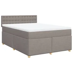 Vidaxl Box spring postelja z vzmetnico taupe 140x190 cm blago