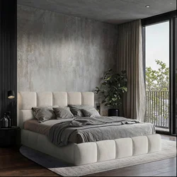MID.YOU OBLAZINJENA POSTELJA 180 cm  x 200 cm , les, tekstil, leseni material bež