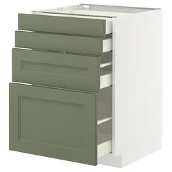 METOD / MAXIMERA Podni element 4 fronta/4 fioke, bela/Axstad sivozelena, 60x60 cm