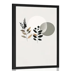 Plakat minimalistični listi z boho ozadjem - 60x90 silver