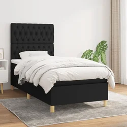 shumee Box spring postelja z vzmetnico črna 100x200 cm blago