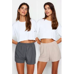 Trendyol Beige-Multicolor 2-Pack Viscose Woven Shorts