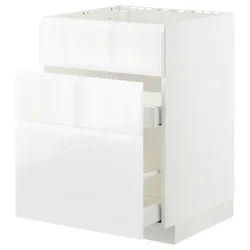 METOD / MAXIMERA Pod.ormarić sudop. i 3front/2fioke, bela/Voxtorp v. sjaj bela, 60x60 cm