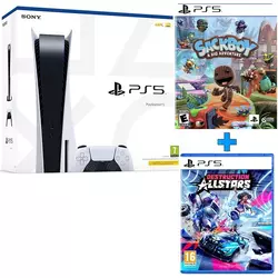 PLAYSTATION 5 Sony Disc Edition bijeli + Destruction AllStars +Sackboy A Big Adventure PS5