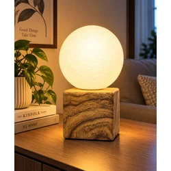 Dekorativna stona lampa sa kuglom SV329, Imitacija mermera, Braon