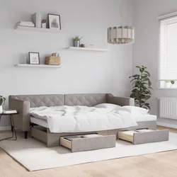 shumee Izvlečna dnevna postelja s predali taupe 80x200 cm blago