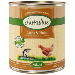 6 x 400 g Lukullus losos & piščanec za pse