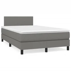 vidaXL Box spring postelja z vzmetnico temno siva 120x190 cm blago