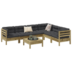 7-dijelni set vrtnih sofa od impregnirane borovine s jastucima