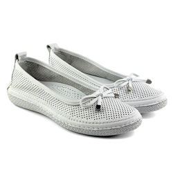Mona Shoes Ženske baletanke, Kožne, Bele