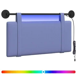 Vidaxl Viseče vzglavje postelje Z LED svetlobo Jeans modra Blago