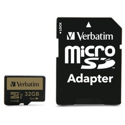 memorijska kartica, microSDHC, 32GB, Class 10 UHS I, adapterrel, VERBATIM PRO