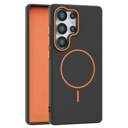 Leather Grip MagSafe maska za Samsung Galaxy S24 Ultra - Crna