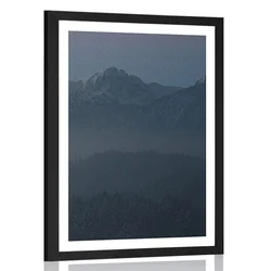 Plakat s paspartujem polna luna nad gorami - 40x60 no frame
