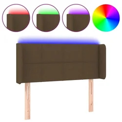 Vidaxl LED posteljno vzglavje temno rjavo 103x16x78/88 cm blago