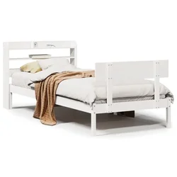 Vidaxl Posteljni okvir brez vzmetnice bel 75x190 cm trdna borovina