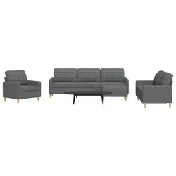 4-dijelni set sofa s tabureom tamnosivi od tkanine