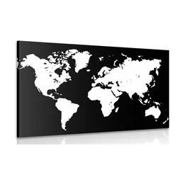Slika beli zemljevid na črnem ozadju - 120x80