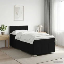 vidaXL Postelja boxspring z vzmetnico Črna 90 x 190 cm Blago