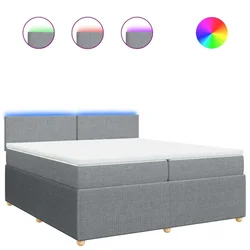Vidaxl Box spring postelja z vzmetnico svetlo siva 200x200 cm blago