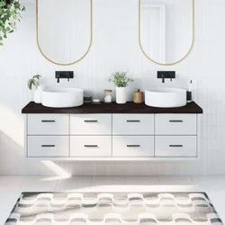 Kupaonska radna ploča tamnosmeđa 180x60x(2-6) cm tretirano drvo