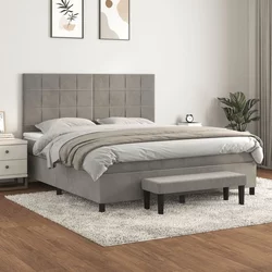 Krevet s oprugama i madracem svjetlosivi 180x200 cm baršunasti