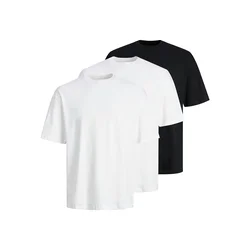 JACK & JONES Majica JJHUGO črna/bela