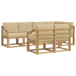 Set vanjskih sofa s jastukom 7 pcs Bijela i bež Poliester