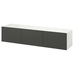 BESTA TV stalaža s vratima, bela/Lappviken tamnosiva, 180x42x38 cm