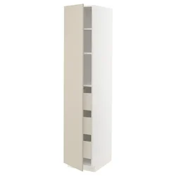 METOD / MAXIMERA Visoki element s fiokama, bela/Havstorp bež, 40x60x200 cm