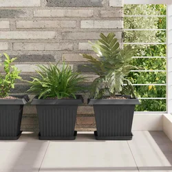 Saksije za biljke 24 pcs Crna 28,5 x 28,5 x 22 cm Plastika