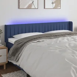 Vidaxl vidaXL Vzglavje postelje z LED modro 203x16x78/88 cm blago