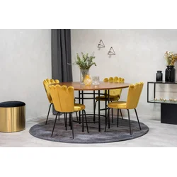 Venture Design Jedilna miza in stol komplet, okrogla miza 140 cm, rjava