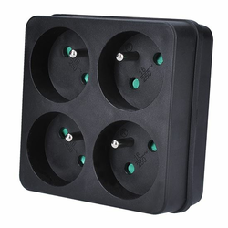 Solight razdelilna vtičnica 4 x 10A, črna [P108B]