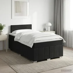 vidaXL Postelja boxspring z vzmetnico Črna 120 x 190 cm Blago