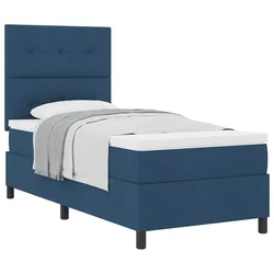 Vidaxl Postelja z vzmetnico z vzglavjem Modra 80 x 200 cm blago
