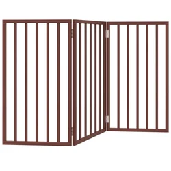 Vrata za pse s 3 panela sklopiva smeđa 150 cm od drva topole